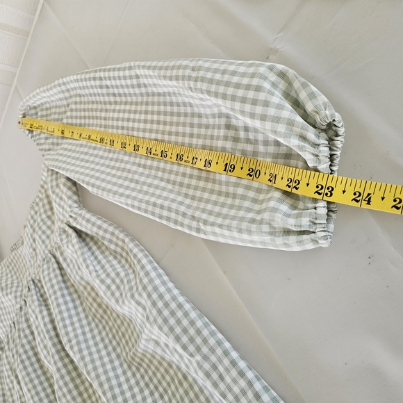Gianni Bini Gingham Smocked Mini Dress Size 4 Green White Puff Sleeve Cottagecor - Picture 8 of 10